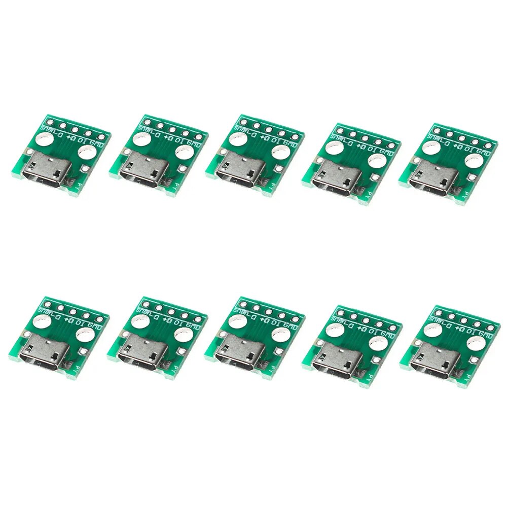 10pcs micro to dip 5p pcb micro pcb test board usb female 2.54mm