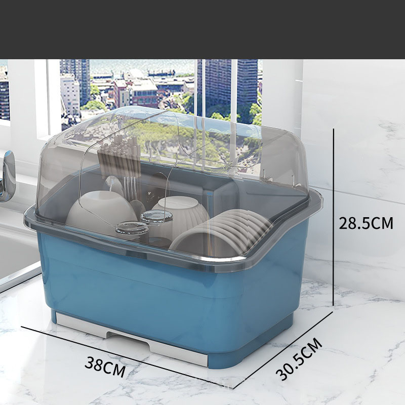 Kitchen drain cupboard with lid bowl box with dishes, chopsticks, tableware rack household small dishes storage box.