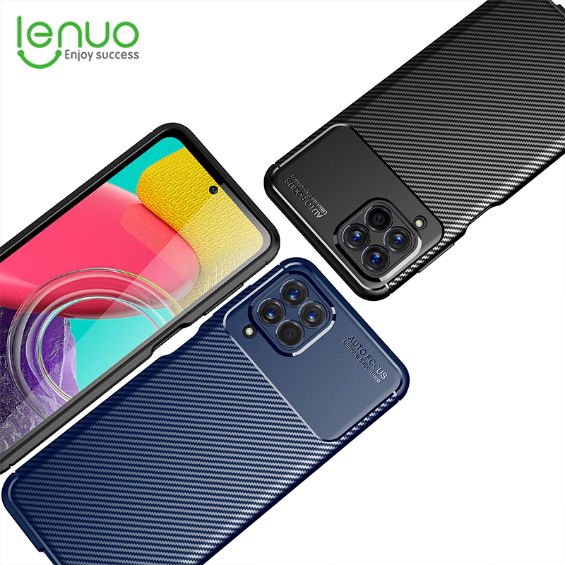 Lenuo for Samsung Galaxy M54 / M33 5G / M14 Case - TPU Carbon Fiber Shockproof Anti-scratch Matte Cellphone Back Cover Phone Case