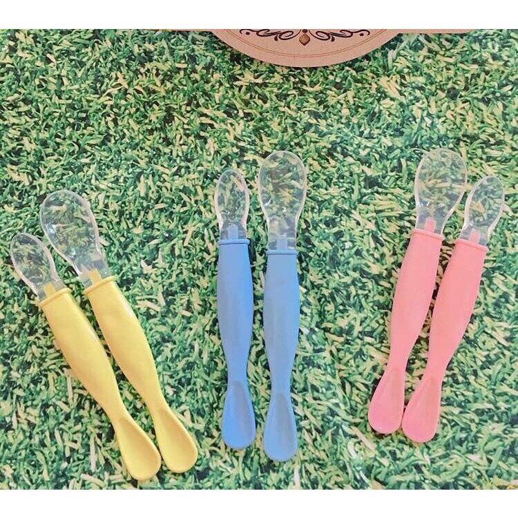 Set 2 thìa silicon 2 đầu cho bé ăn dặm