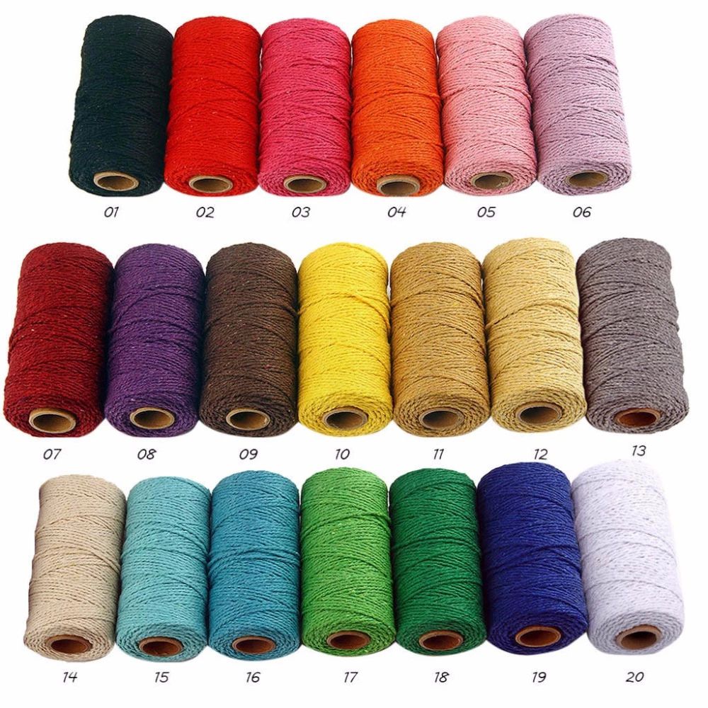 Pure Cotton 2 mm DIY Crafts Macrame Twisted Cord Cotton Rope Linen ...