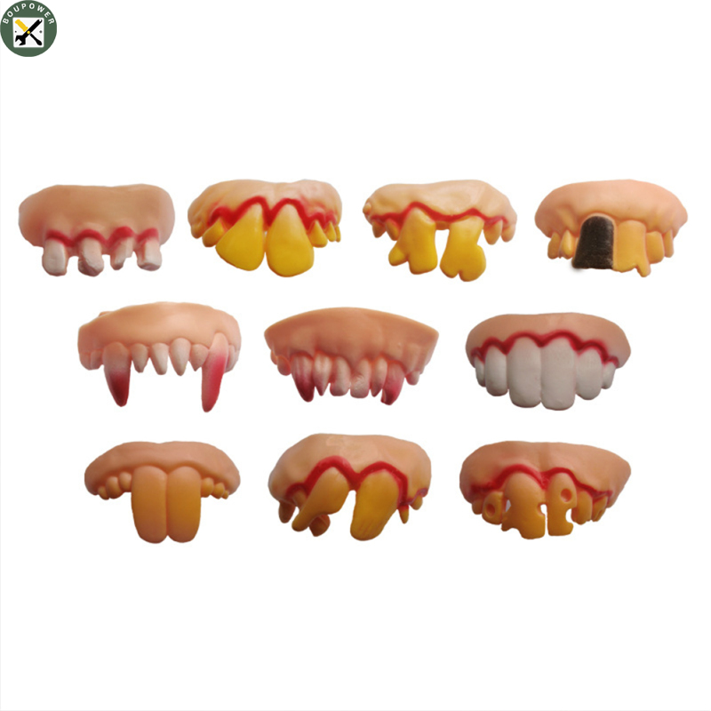 BouPower　Halloween Simulation Denture Funny Soft Braces Rotten Teeth Cosplay Tricky Props