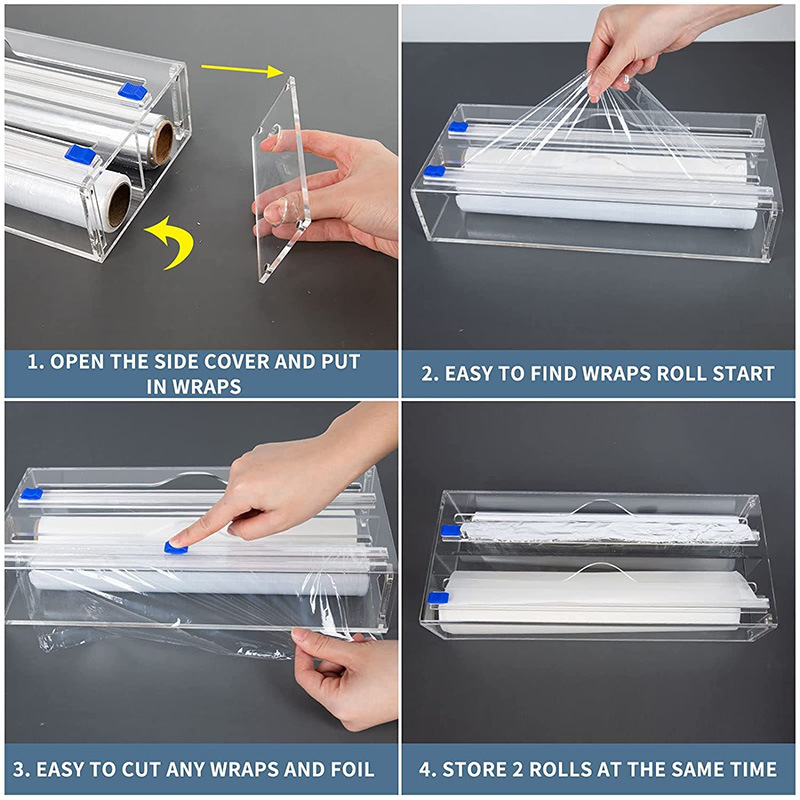 Plastic wrap storage box wall-mounted kitchen self-sealing bag transparent food bag sorting storage box