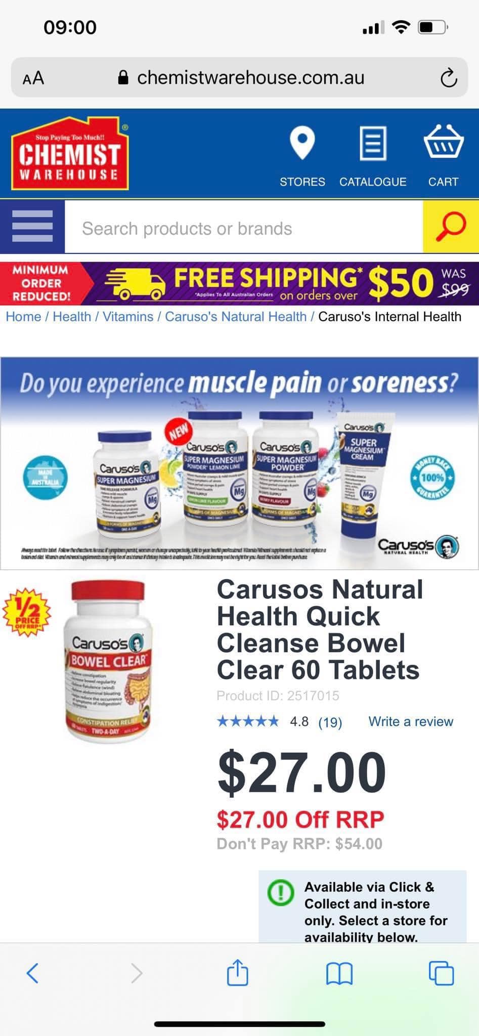 Caruso’s Bowel Clear 60 viên – thải độc ruột