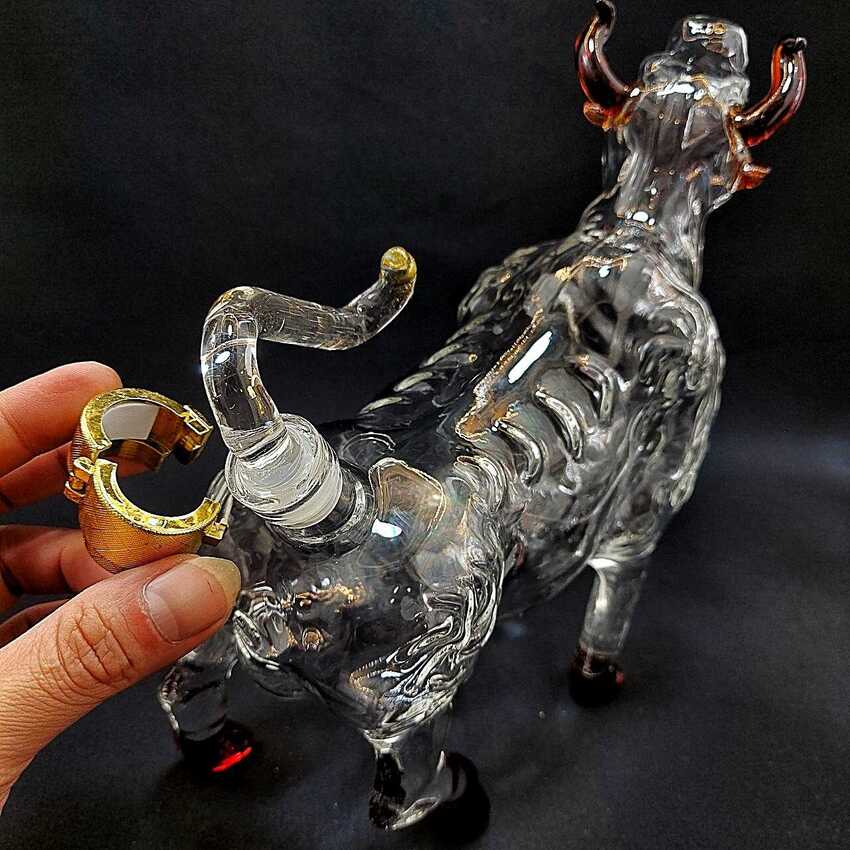 Glass bottle 1000ml – Head up BULL design - 1 bottle (E5 pattern) – 주병 - 술병