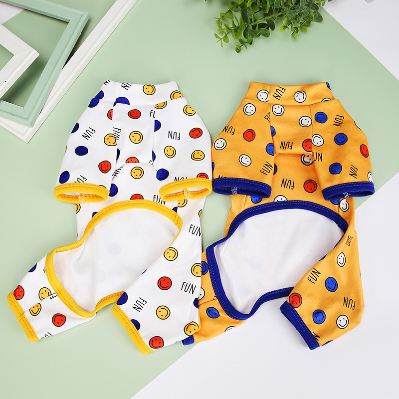 jumsuit (áo liền quần) in hình mặt cười cho chó mèo - T3 PETS SHOP