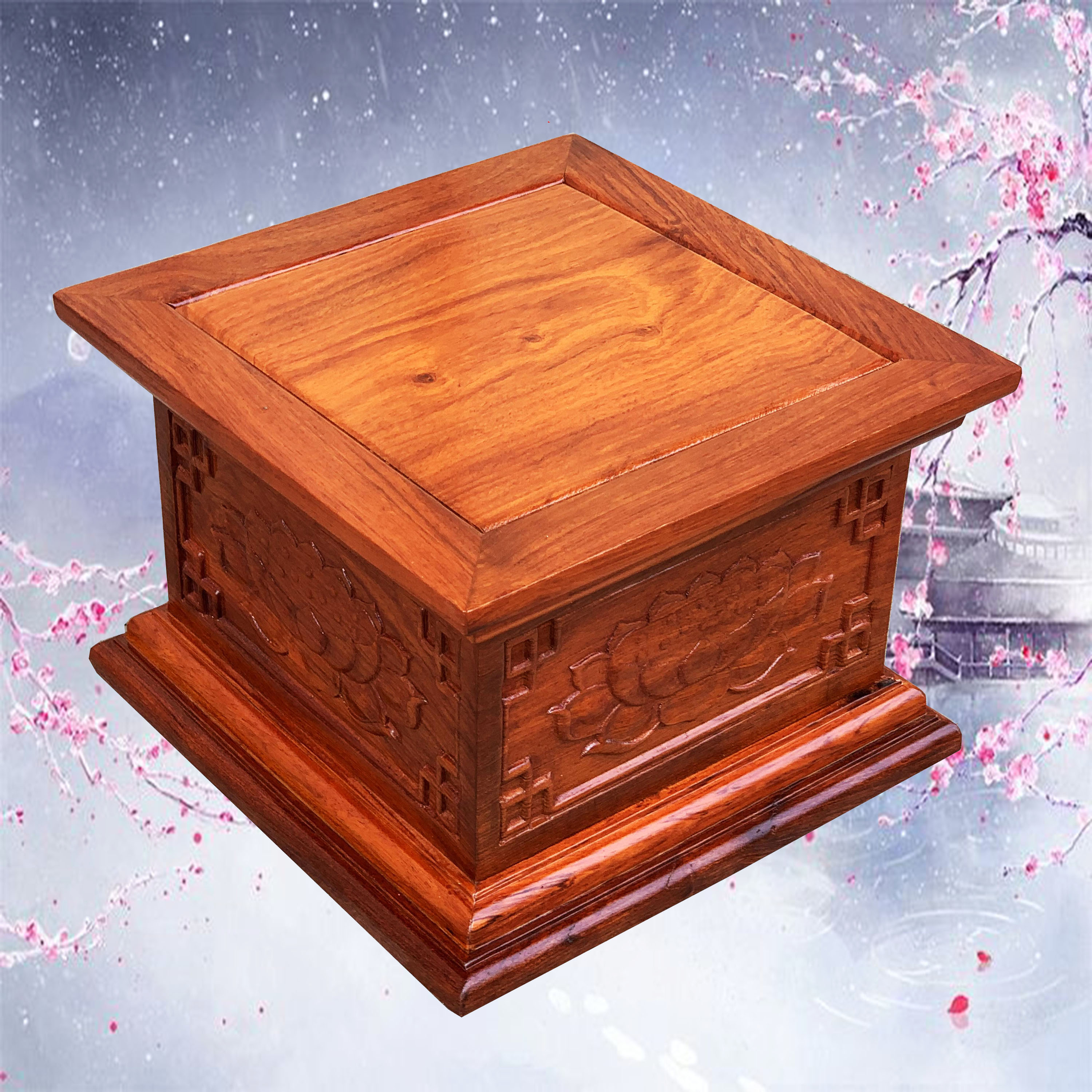 Đế hoa sen,kỷ sen gỗ hương đôn sen cao 17cm mặt vuông 20,25,30,dài 35 rộng 25