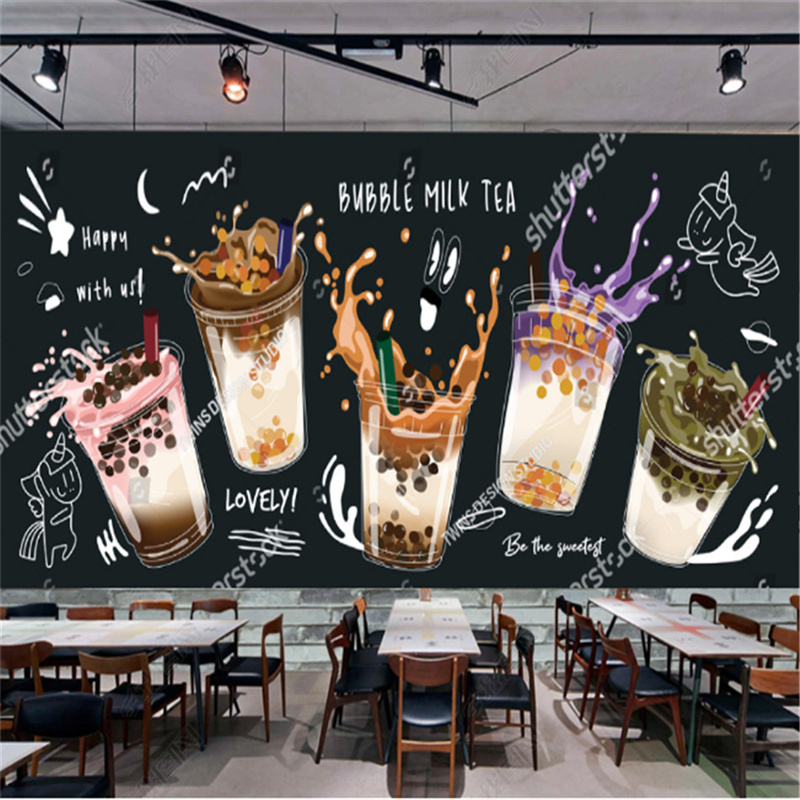 Custom Modern Wallpapers Industrial Decor Bubble Tea Shop Afternoon Tea  Background Wall Papers Murals 3D | Lazada PH