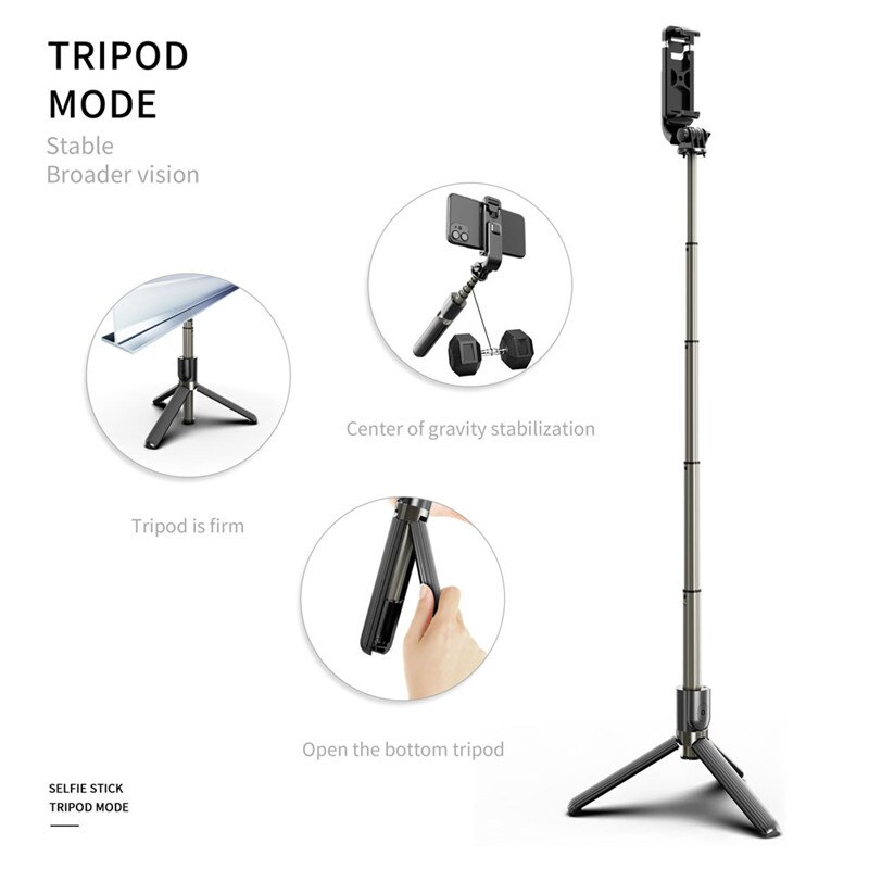 [gobuy999] Wireless Bluetooth Selfie Stick with Tripod Extendable Portable Foldable Monopod for IOS Android iPhone Gopro Cameras