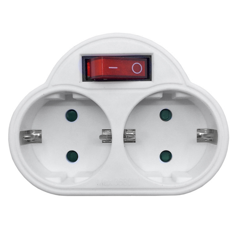 1 Piece EU Standard Multiple Plug with Outlet Switch Plug Power Adapter Socket EU Plug