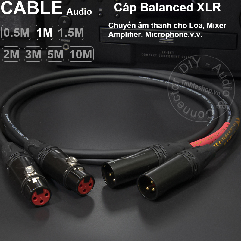Xlr male female cable 2 wire diy 0.5m to 10m