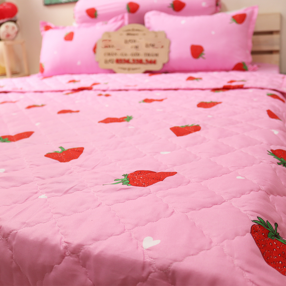 Chăn Hè Trần Bông 1m8x2m Vải Cotton Poly Mẫu Hoa Lá  - Mền hè - Ga gối Anh Tài