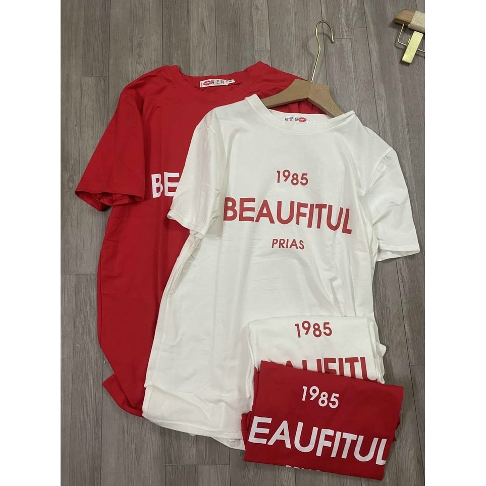 Áo thun basic in chữ Beautiful cực chất