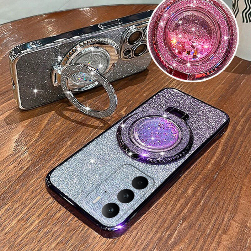 Phone cover Realme C65 C67 C75 Back case with Liquid Glitter Quicksand hourglass Stand Holder Luxury Shiny Gradient Plating Girls Slim For Realme C75 C67 C65 Phone cases.