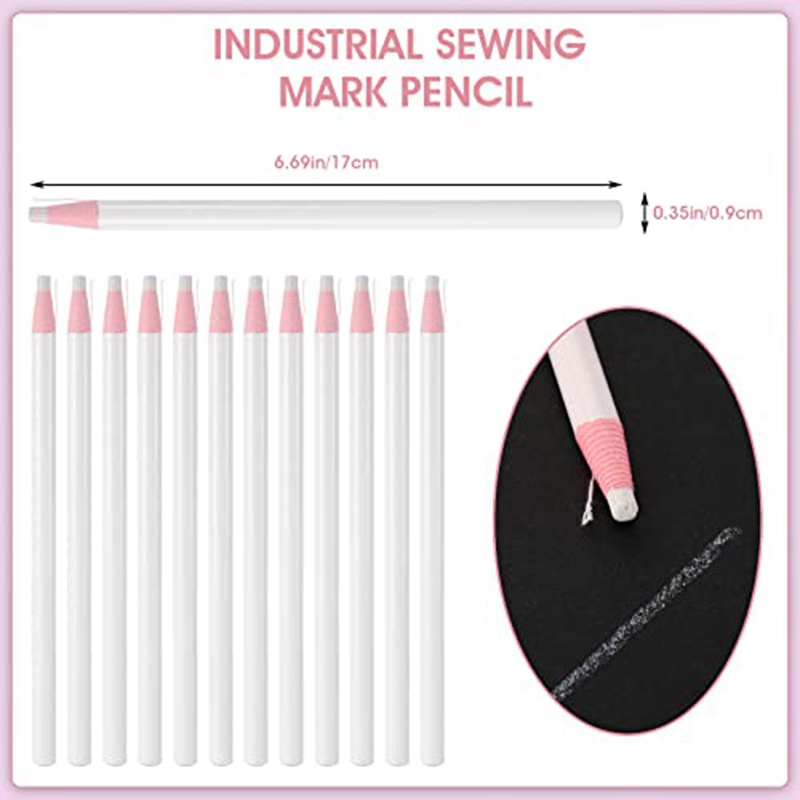 48 Pcs White Chalk Pencils Sewing Mark Pencil Fabric White Chalk Markers  Industrial Invisible Erasable Pencils 