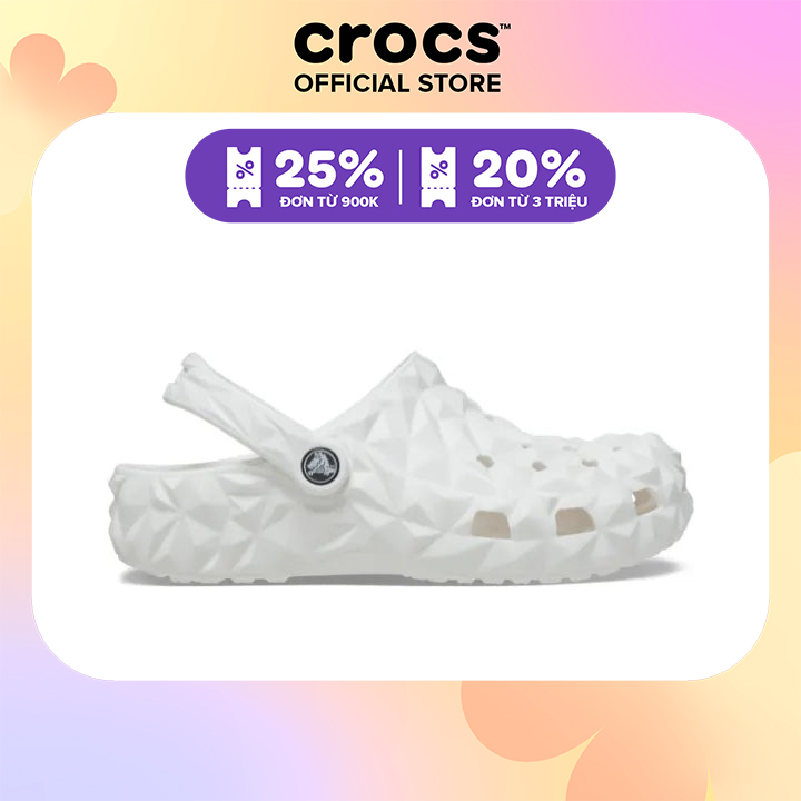 Giày Clog Unisex Crocs Classic Geometric - White - 209563-100