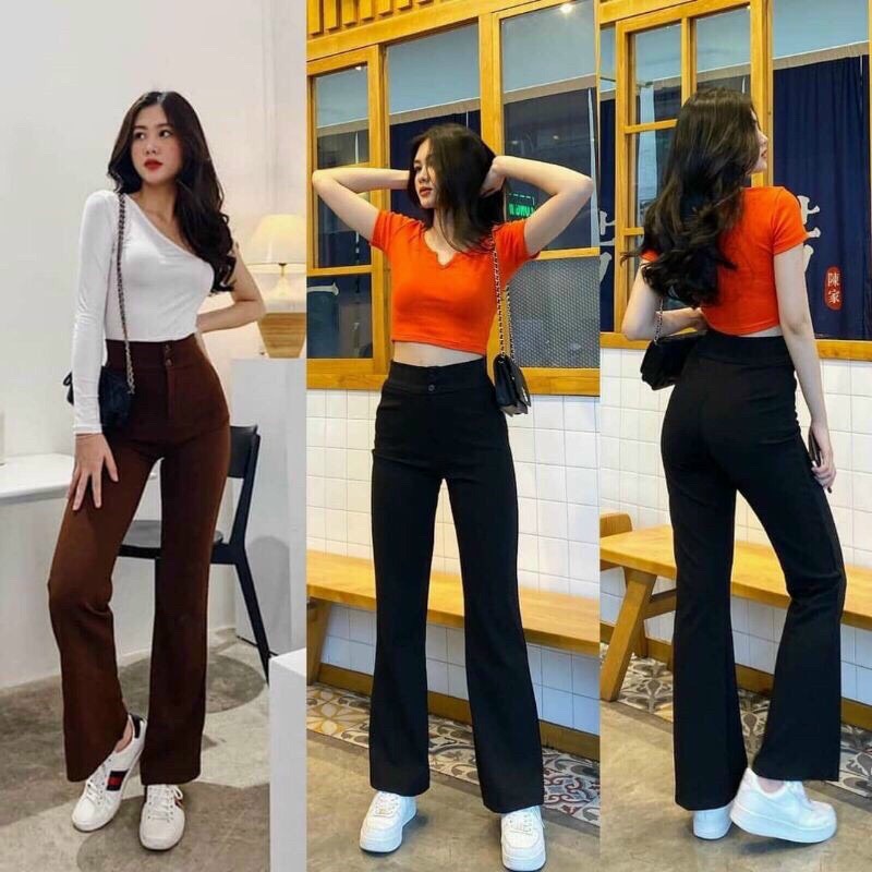 HOT QUẦN ỐNG LOE CẠP CAO 2 CÚC  CỰC CÁ TÍNH