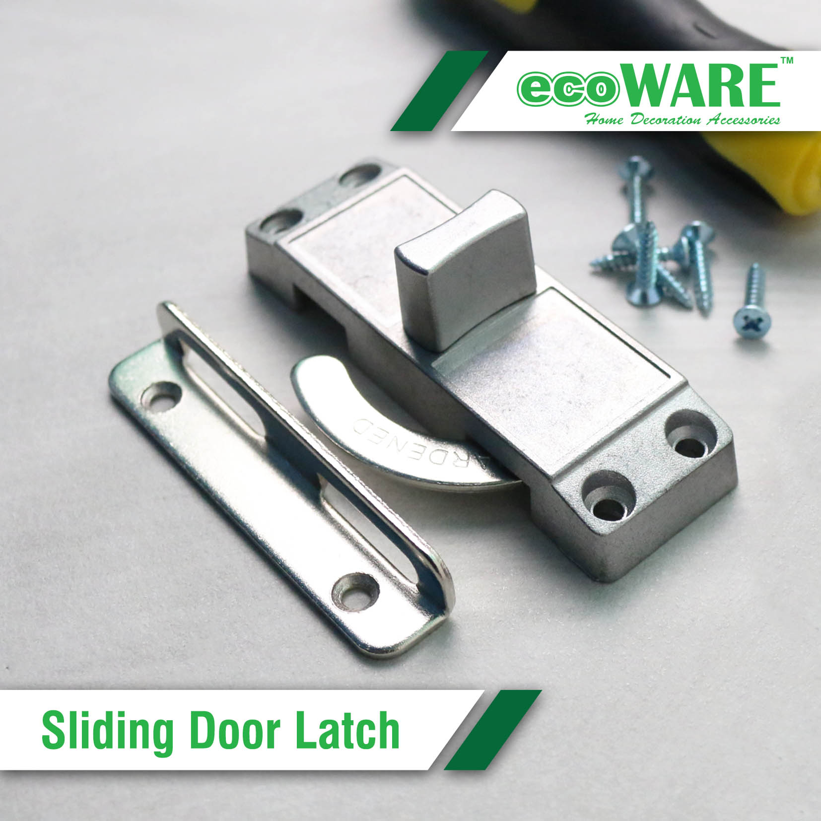 ecoWARE Sliding Door Latch Zinc Alloy Security Safety Door Lock Slide