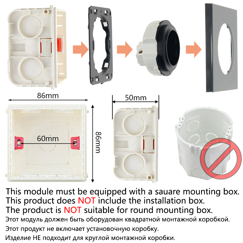 L1 Series-Black Glass Panel Wall Switch DIY Free Combination Power ...