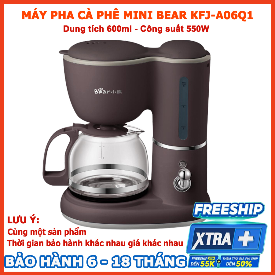 Máy pha cà phê mini Bear, máy pha cafe mini tự động dung tích 600ml, HomeMart – Hàng chính hãng bảo hành 6-18 tháng