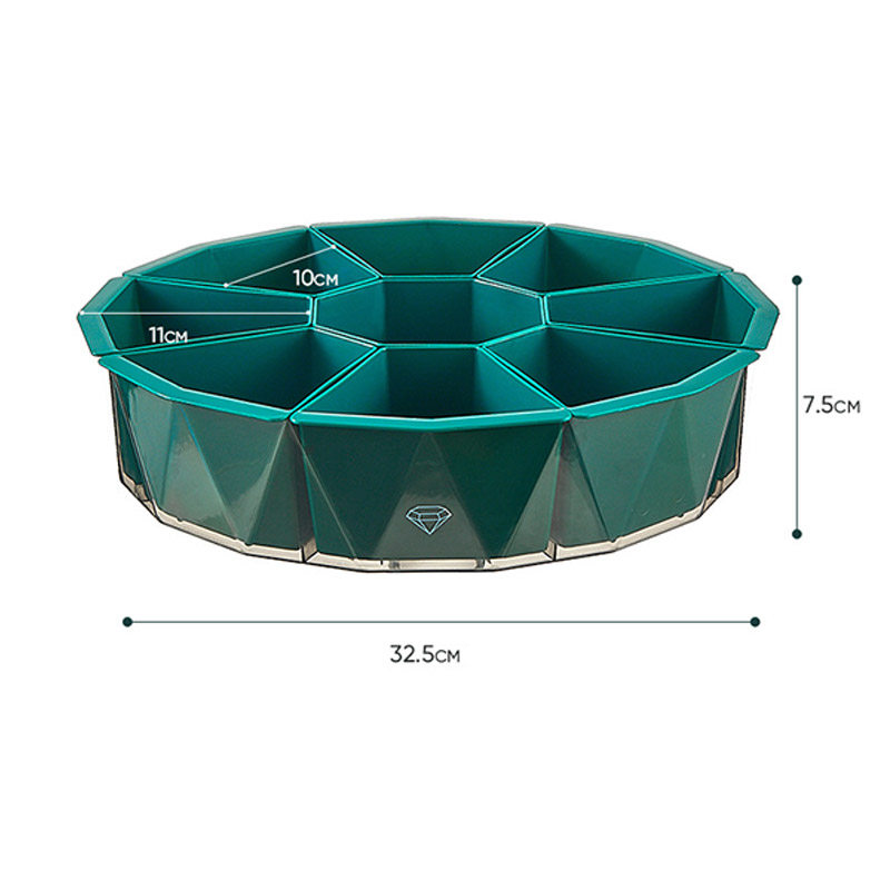 YONUO Nine-point grid rotating hot pot preparation plate for household multi-grid rotatable vegetable and fruit plate, kitchen side dish plate, drain plate