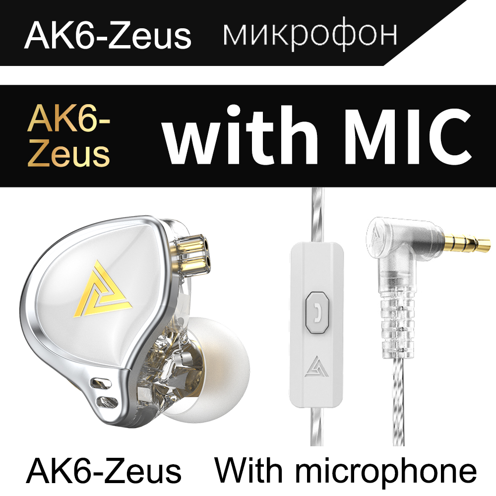 Original QKZ AK6-Zeus Premium Edition Hifi Subwoofer Earphones  Detachable Audio Cable 3.5MM AUX Noise Cancelling Music Headphones Gaming Sport Live Streaming Sing Stage Monitor Earbuds