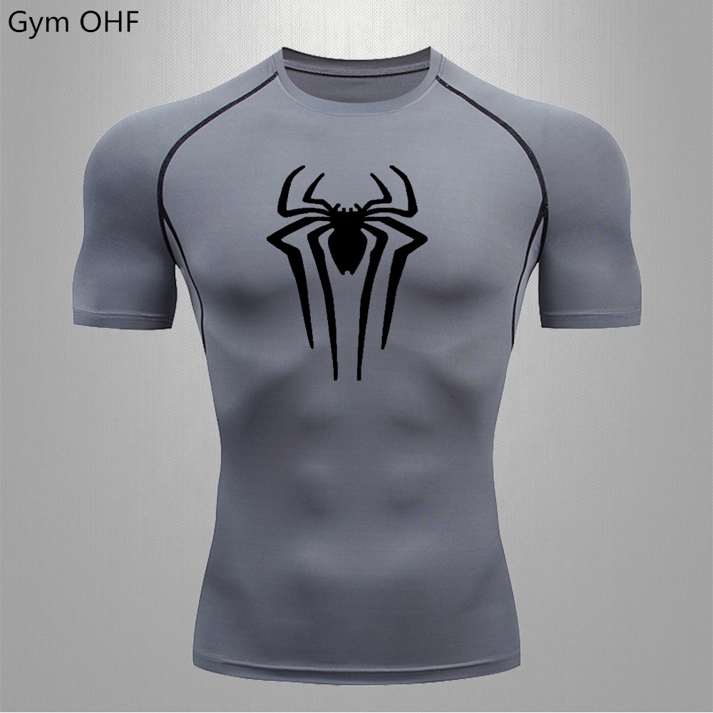 Superhero Compression T-Shirt Men Gym Fitness Short Sleeve Running Workout  Training MMA Rashguard Tights Top Sport T-Shirt Men