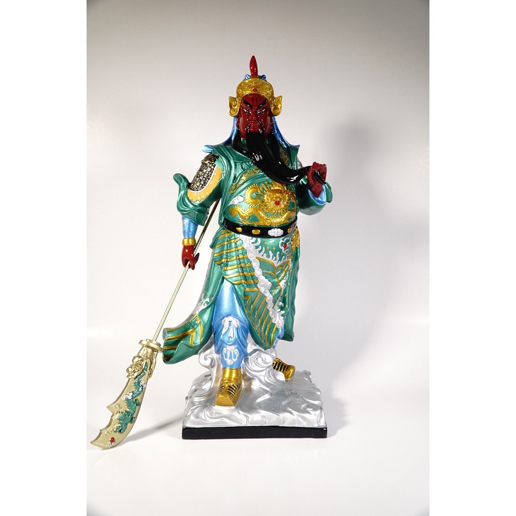 Tượng quan công , quan thánh đứng 40cm giả đá nhiều màu , màu vẽ poly đẹp