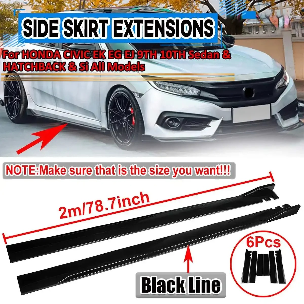 78.7'' Side Skirts Extension Rocker Panel Lip For Infiniti G37 G35 Sedan Coupe