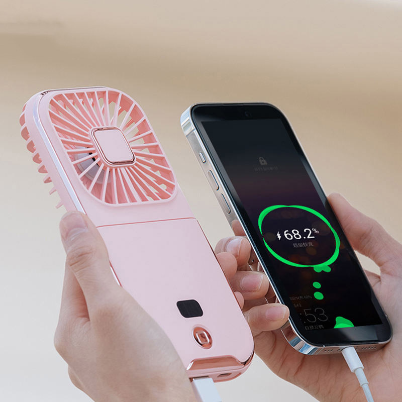 SADA Digital display hanging neck fan Cross-border USB charging desktop folding portable handheld small fan