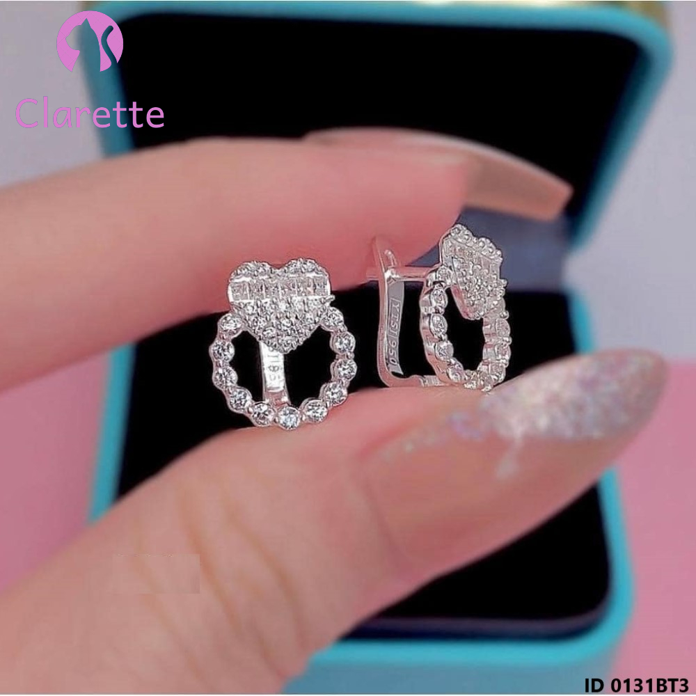Bông tai bạc hình trái tim Clarette 0131BT