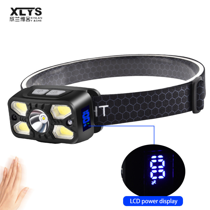 Digital sensor headlamp, lightweight head-mounted lighting, outdoor rechargeable super bright headlamp