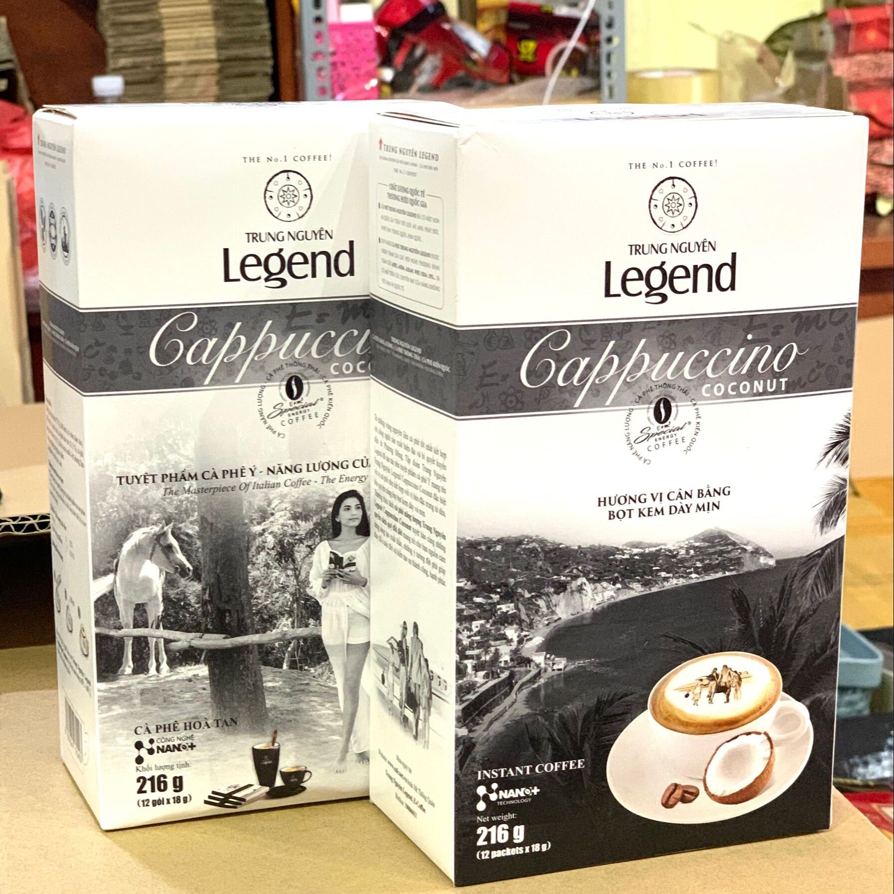 ( MẪU MỚI) Cà phê Cappuccino Vị Dừa Trung Nguyên( Hộp 12 gói)