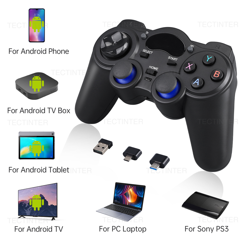 2.4G Controller Gamepad Wireless Joystick Joypad with OTG Converter For ...