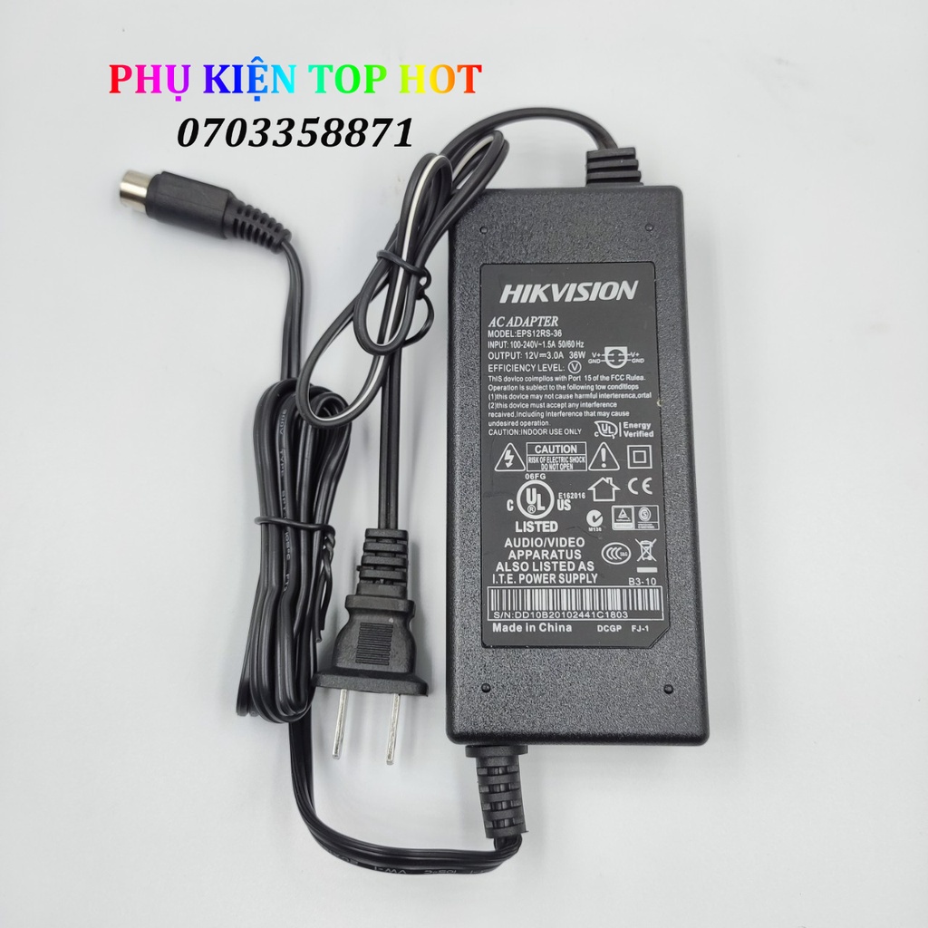 NGUỒN 4 CHẤU HIKVISION 12V3A