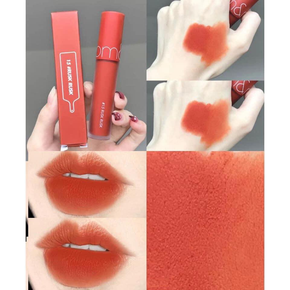 Son Romand Zero 15 cam cháy (son kem lì Romand Zero Velvet Tint)