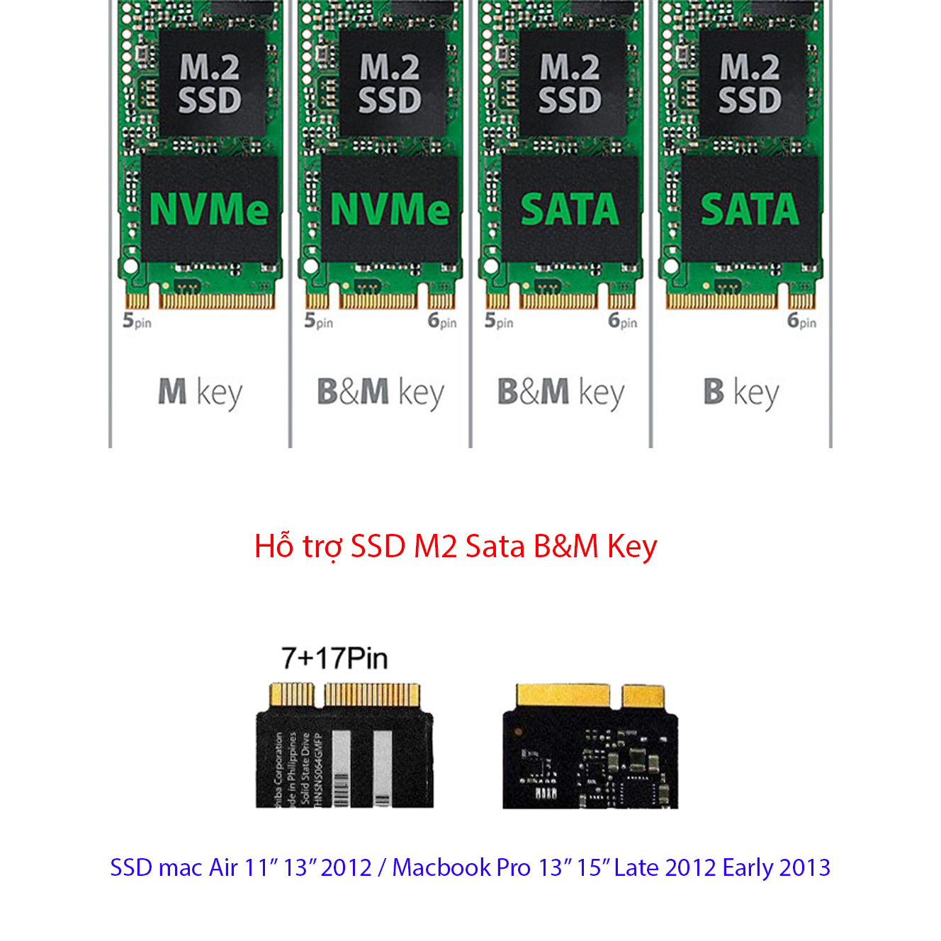 Adapter SSD M2 Sata Mac-Book Pro A1398 A1425 đời cuối 2012 và đầu 2013