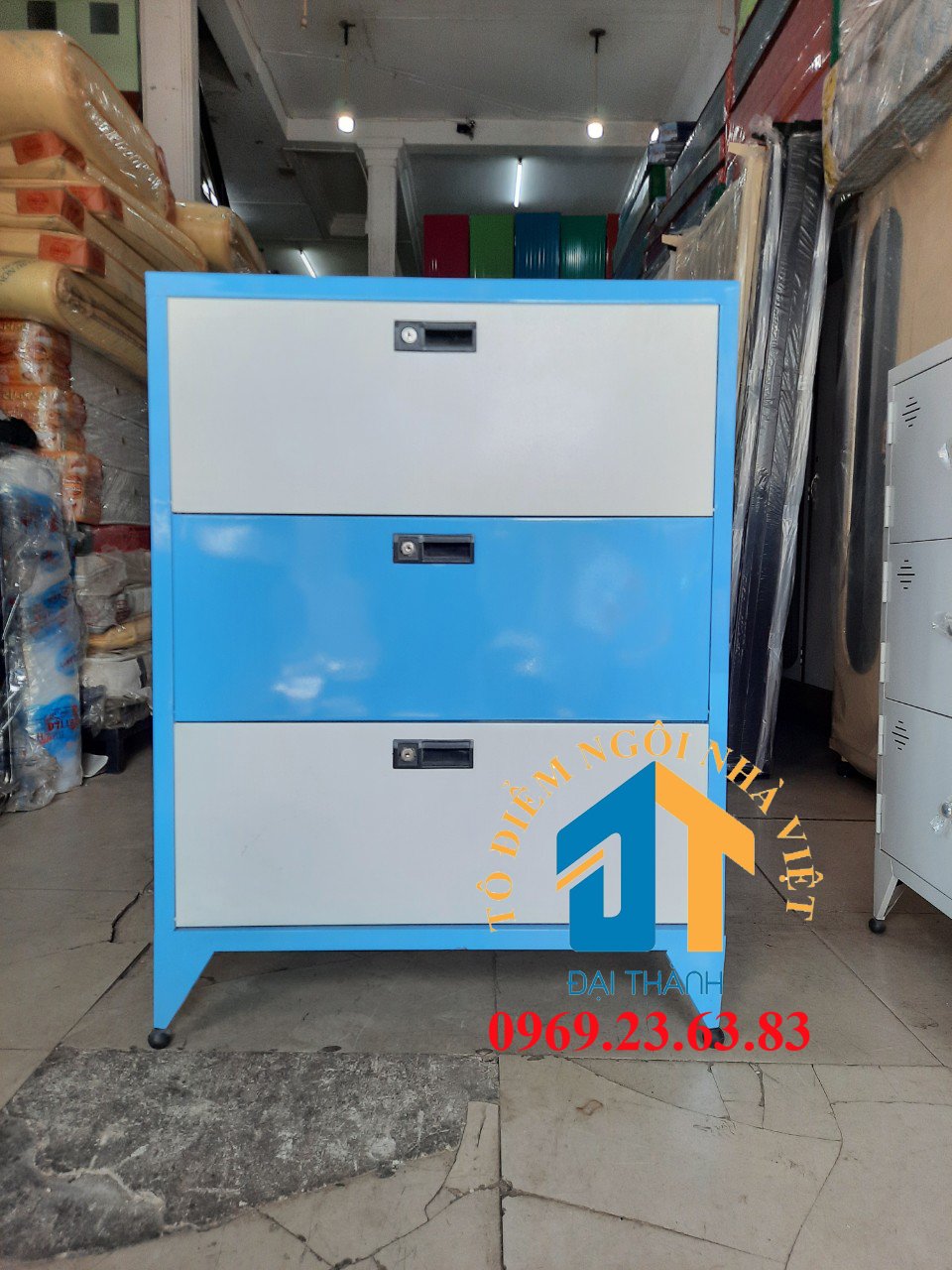 Tủ sắt 3 ngăn cửa bật sơn tĩnh điện bảo an