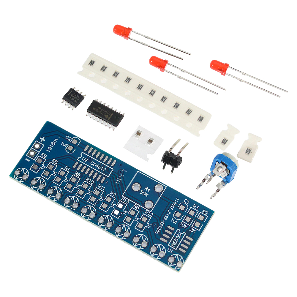 NE555 CD4017 LED Flow Light Electronic Production Suite Control Board Module Capacitor Oscillator Clock Signal DIY Electronic Kit