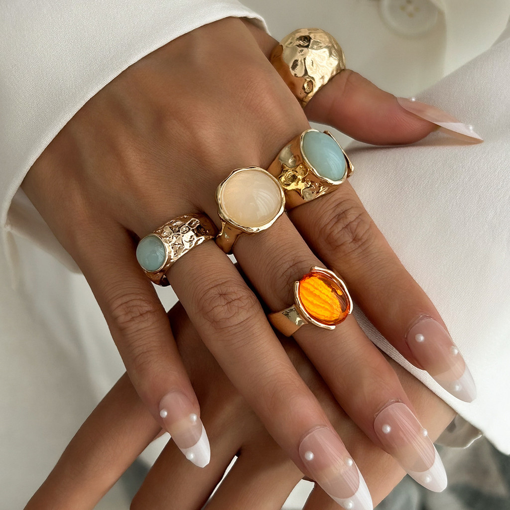 Enacolor%205Pcs/Set%20Vintage%20Gold%20Metal%20Opal%20Colorful%20Rings%20Set%20for%20Women%20Fashion%20Jewelry%20Accessories%20Finger%20Opening%20Rings%20Ins%20New%20-%20Image%204
