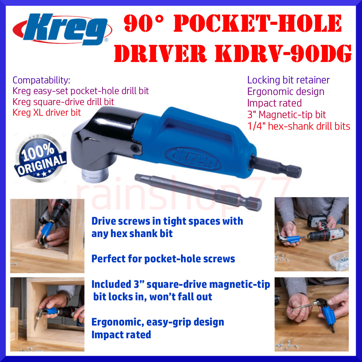 Kreg 90° Pocket Hole Driver 90 degrees Pockethole Drill Driver KDRV-90DG