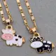 Fashion Enamel Cows Cattle Pendant Necklace Best Friends Kawaii Cute Necklace Golden Chain Choker For Women Girls Gifts. 