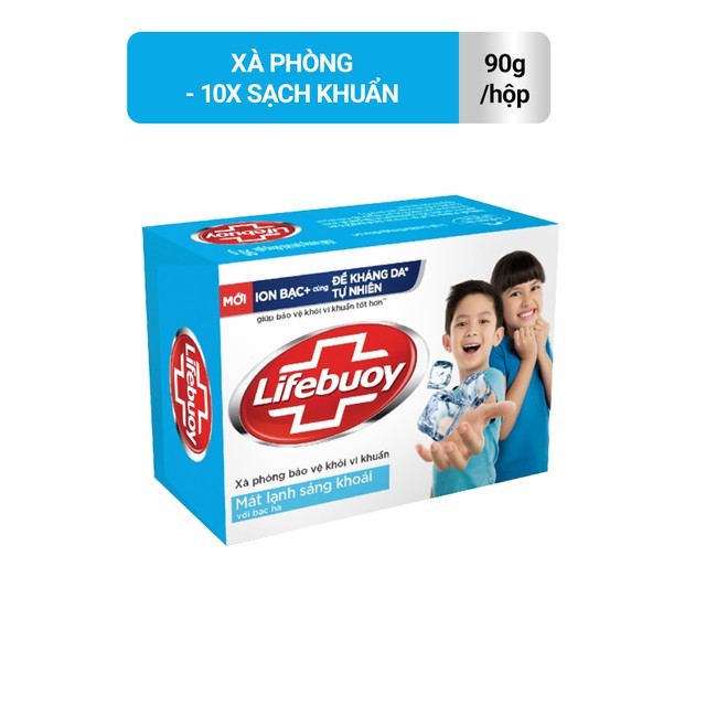 Combo 6 xà bông cục Lifebuoy diệt khuẩn Mát Lạnh Sảng Khoái 90g