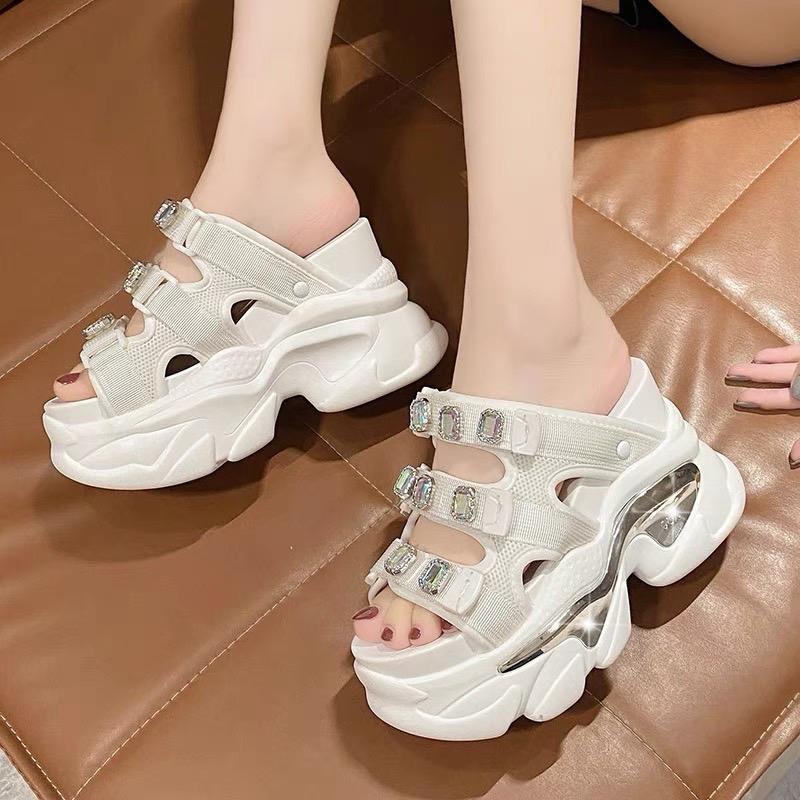 Dép đế cao 12cm, dép độn đế quai vải (hàng hộp)