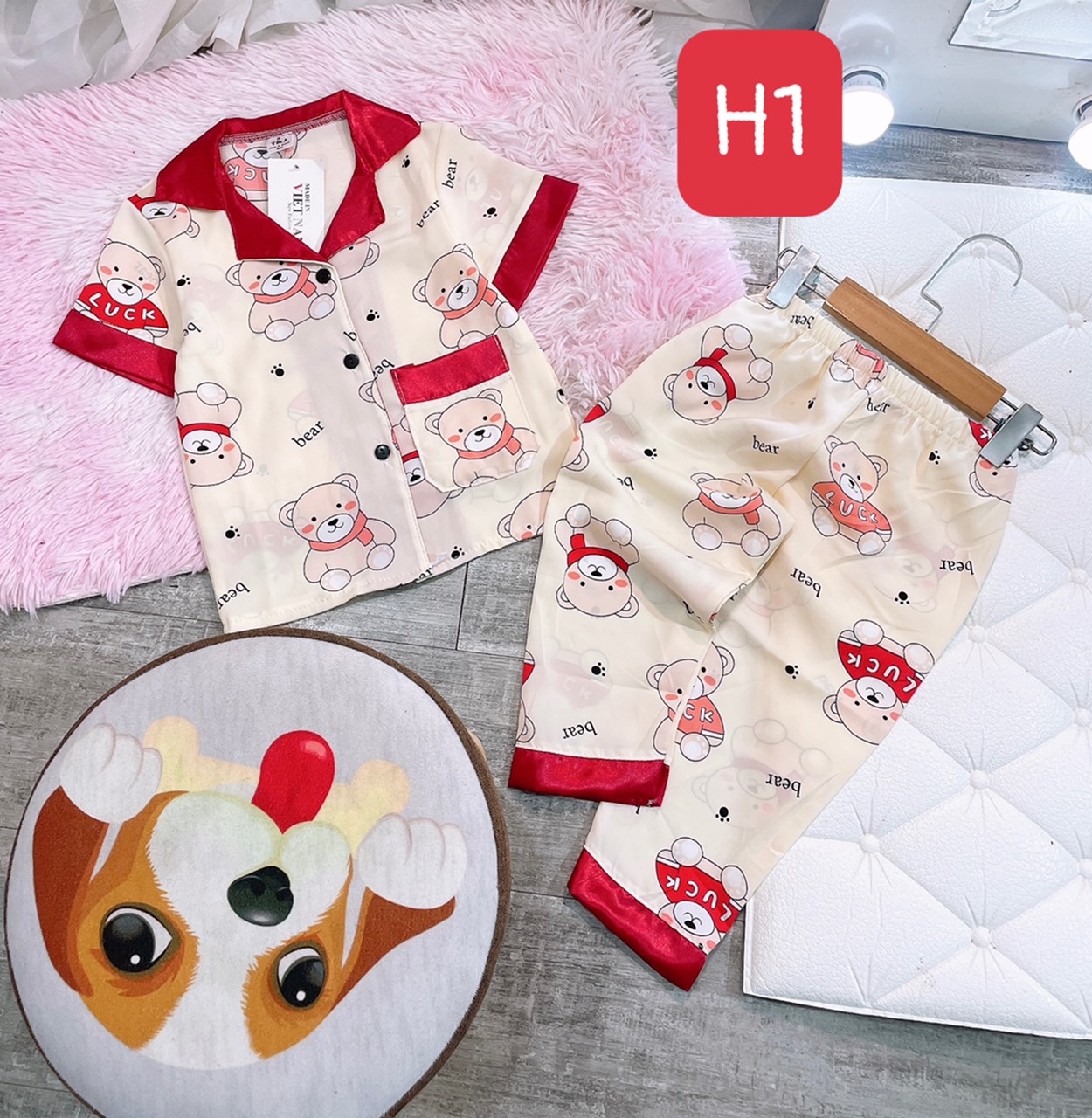 bộ pizama lụa cho bé 9-21kg