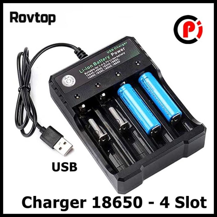 USB Charger Baterai Li Ion 18650 Slot Battery