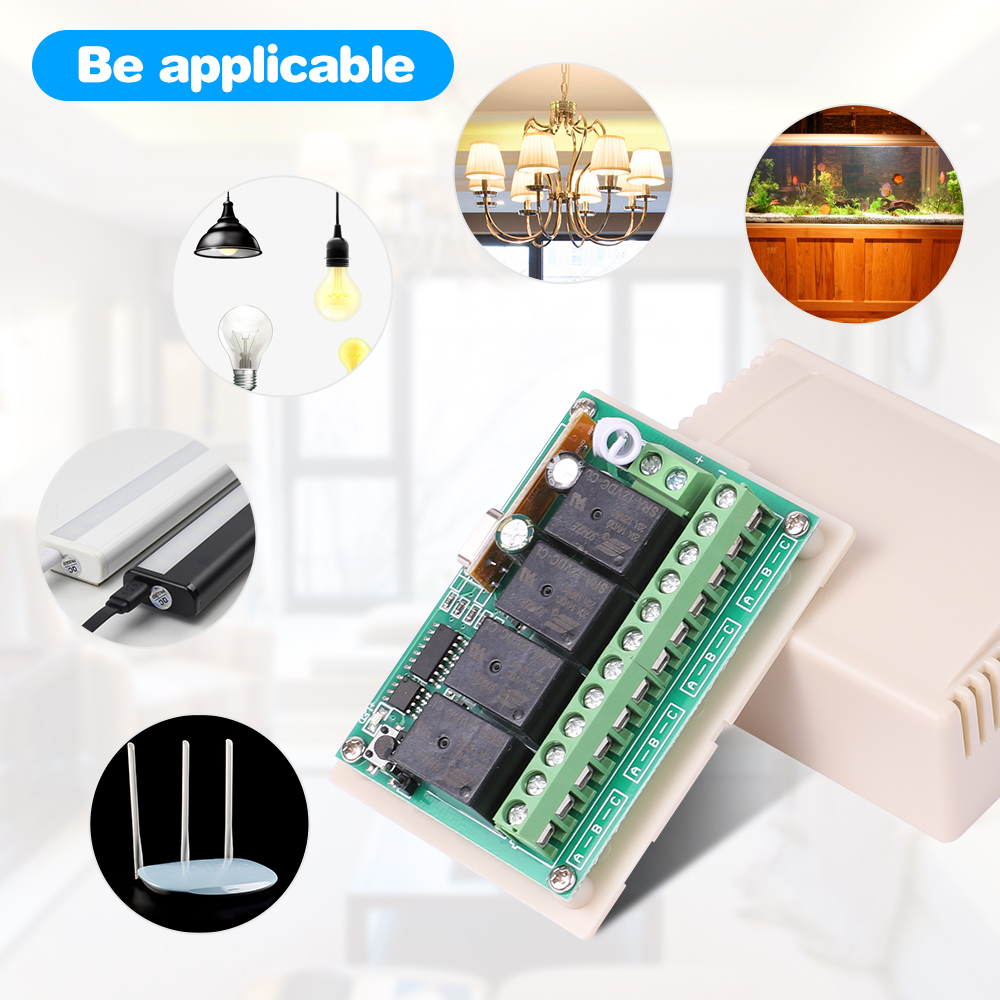 433.92mhz Remote Control 20a Switch Dc 12v 4ch Relay Module Rf 433 Mhz Remote Controls. 