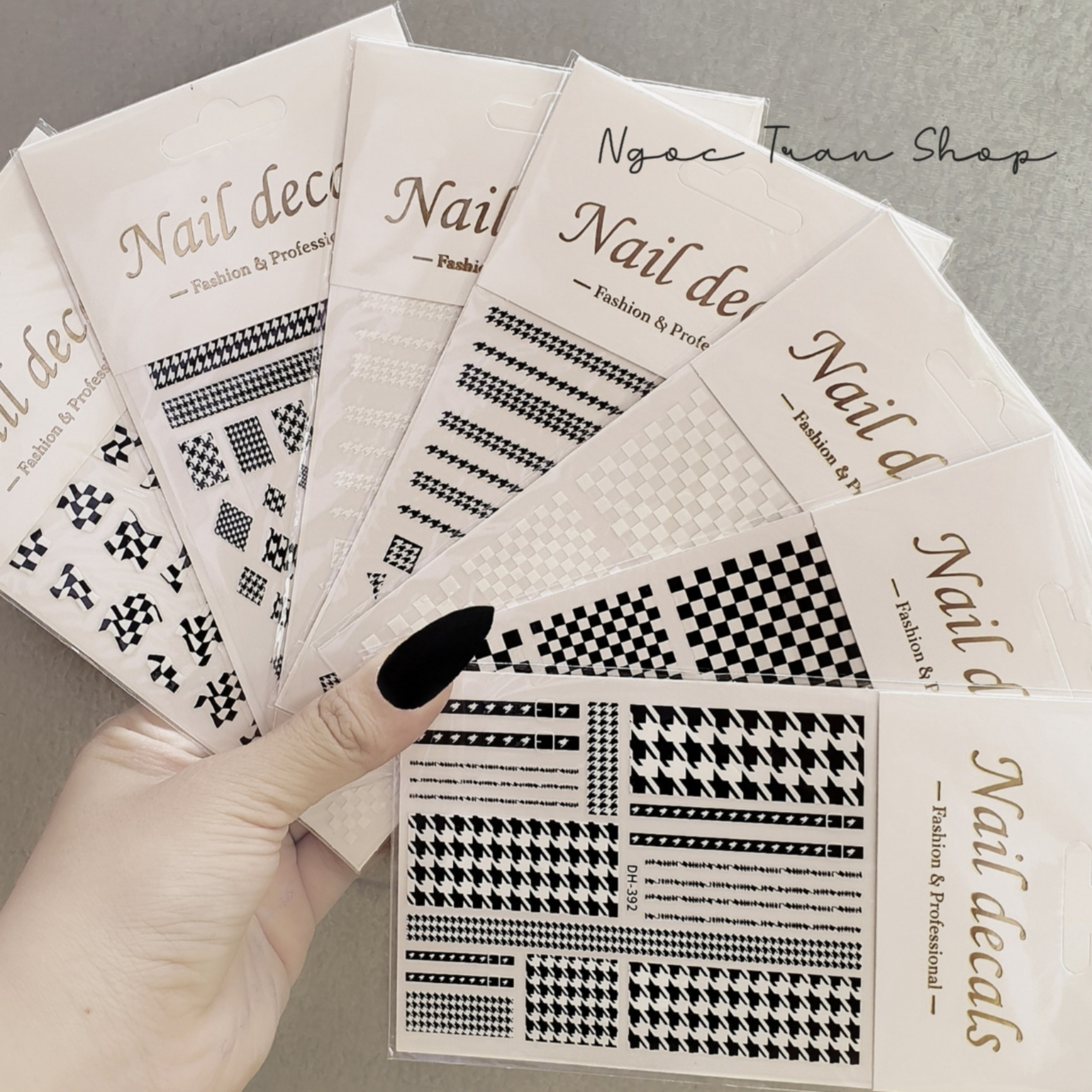 Sticker 3D Sọc Caro | Hình Dán Móng Tay