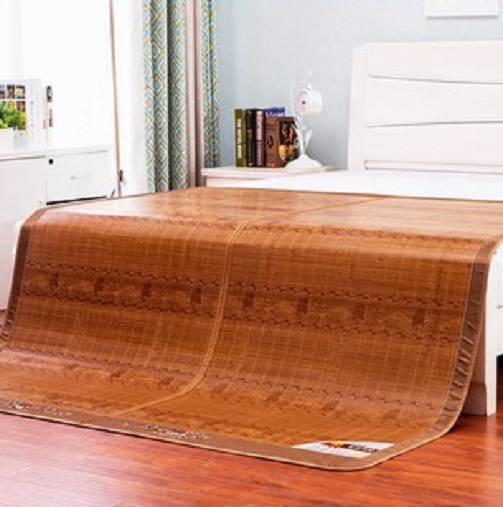 Chiếu trúc tăm nâu, chiếu trúc tăm vân gỗ, chiếu trúc gấp lụa 2 mặt kích thước 90x190cm, chiếu điều hoà nằm mùa hè mát lạnh