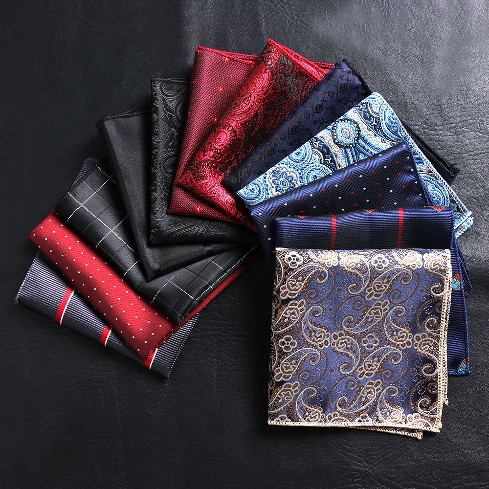 TANLI Fashion Floral Pocket square Satin Chest Towel Hankies Men handkerchief embroidery